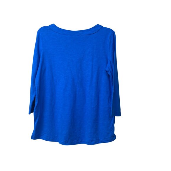 Karen Scott V-Neck 3/4-Sleeve Cotton Top,  Vibrant Blue, Sz. S - Picture 9 of 9